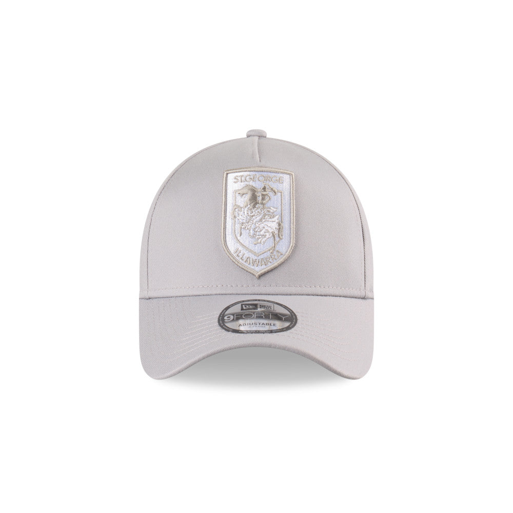 St George Illawarra Dragons Hat - 2025 Grey White 9Forty A-Frame NRL Snapback Cap - New Era
